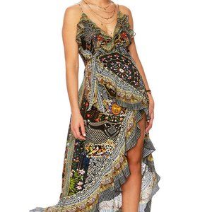 CAMILLA BEHIND CLOSED DOORS LONG WRAP DRESS WITH FRILLS